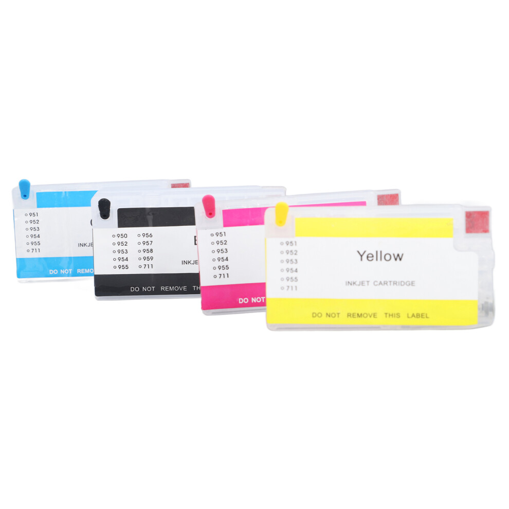 4 Colors Ink Cartridge With Permanent Chip For Hp 711, Refillable, /Yellow Black/Blue/Magenta 3451372718265