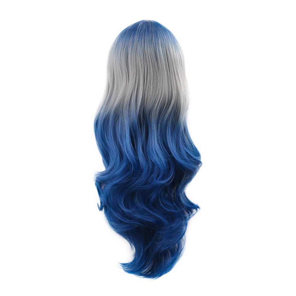 Solustre Unisex 3Pcs High Temperature Silk Long Curly Gradient Color Wigs For Home