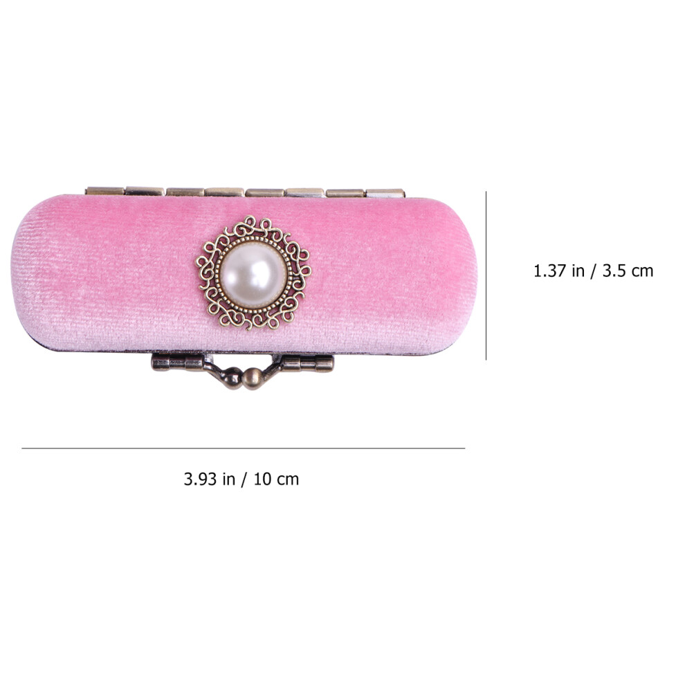 Aboofan Pink 2Pcs Makeup Organizer Vintage Lipstick Case With Mirror And Clamp