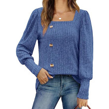 Blusa túnica feminina de manga comprida, malha canelada, gola redonda, estilo casual, modelagem solta, macia e confortável. Blusa da moda feminina