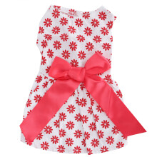 Vestido para cachorra, estampa floral vintage, respirável e elástico, branco, tamanho médio, portátil e leve, perfeito para cadelas, fácil de