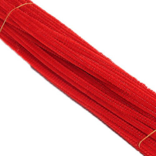 100 Stück Rote Flexible Polyester-Chenilledrähte für Kinder DIY Bastelprojekte 2