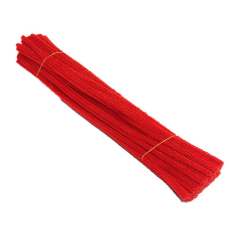 100 Stück Rote Flexible Polyester-Chenilledrähte für Kinder DIY Bastelprojekte 1