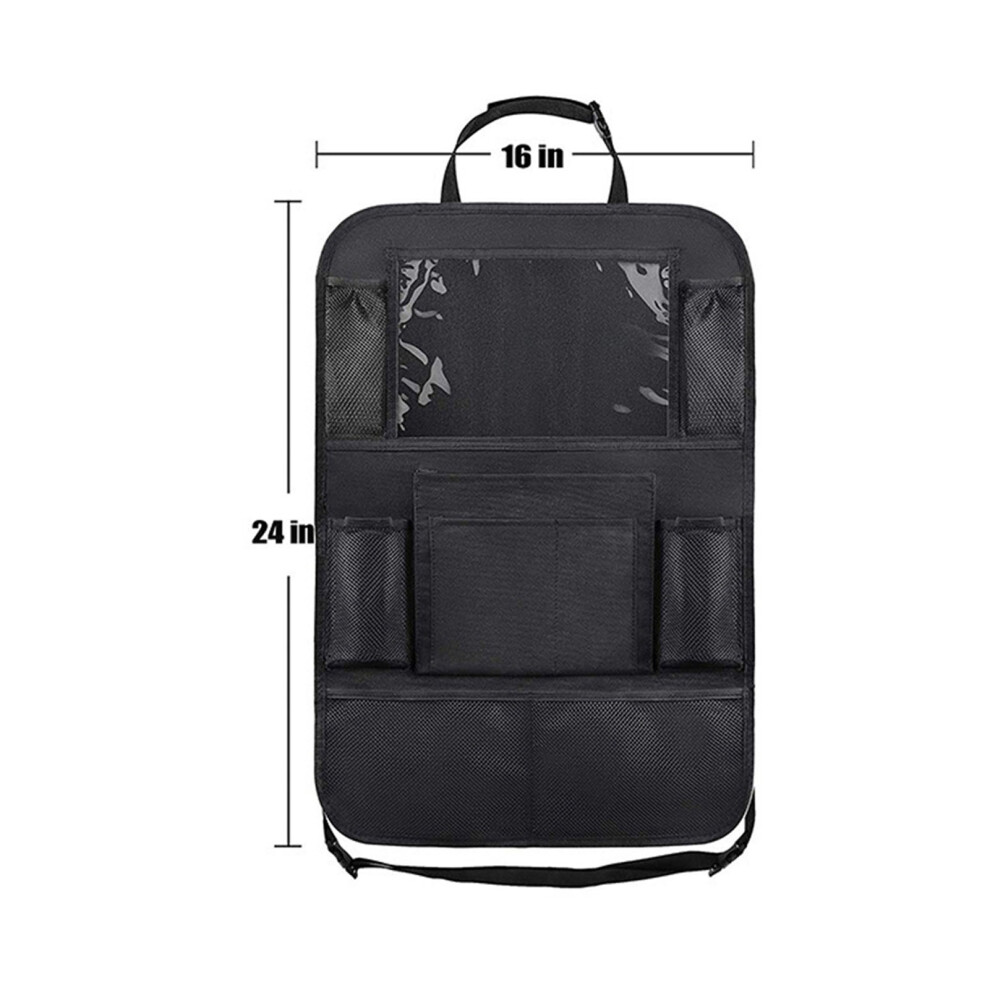 2Pcs Car Backseat Organizer Oxford Cloth 41X61cm Large Capacity Black 4651372725259