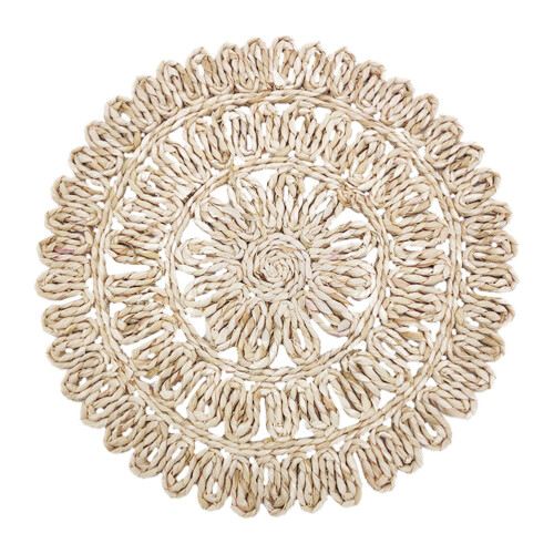 3Pcs Handmade Decorative Beige Weave Placemats Cup Mat Set