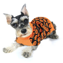 Niedliches Halloween-Kürbis-Hundepullover mit Turtleneck aus Acryl für kleine Hunde