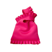 Damesmode geplooide ruches onderarmtas effen kleur- Heet roze