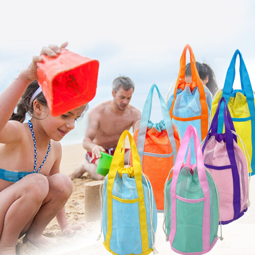 Child Beach Toy Bag Large Capacity Beach-pink purple strap 2