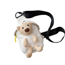 Belt Bag Sling Bag for Kid Boy Girl Cute Bear Chest Bag-White