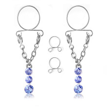 Tropfenförmiges Brustwarzen-Schmuckset, tropfenförmige Brustwarzenringe mit elegantem Strass-Tropfen-Design, verstellbarer Clip-On-Brustwarzenring