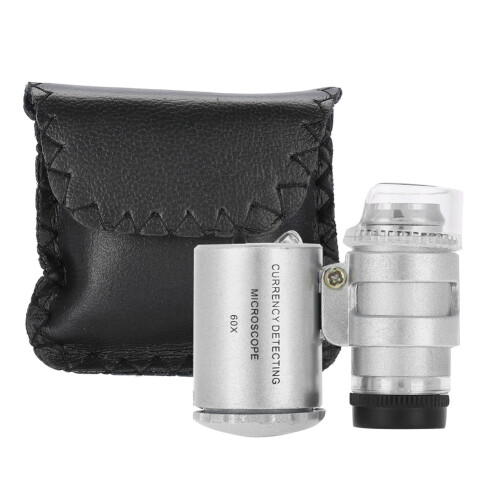 Microscope Explorer, microscope portable pour la lecture et l'inspection, mini loupe avec grossissement 60x et éclairage LED réglable