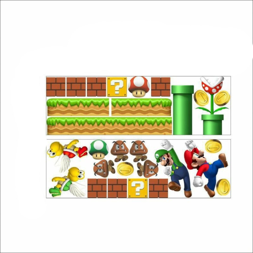 Build a Scene Wall Decal for Nursery, Super Mario Party Decorations Wall Art Vinyl Wall Stickers, Removable Peel & Stick Decals with Easy to Apply