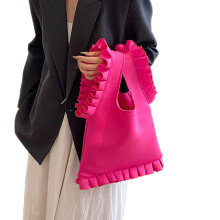 Sac Ă main Vintage Ă volants pour femmes, sac sous les-Rose vif