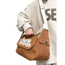 Sac à bandoulière avec lettres imprimées pour femmes, sac-brun