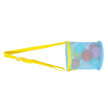 Mesh Beach Bag Beach Toy Bucket Bag Beach Toy-blue yellow strap