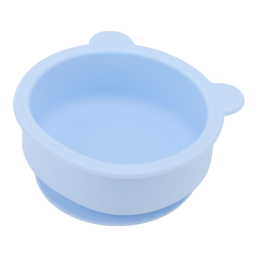 Silicone Baby Bowl Spoon Set with Suction Cup Ergonomic Nursery Blue