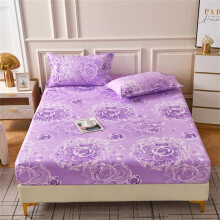 King Double Single Fitted Sheets, Floral Print Soft Microfibre, 25cm Deep Pocket (Purple,150x20025cm)