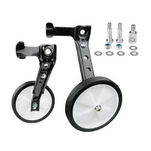 2Pairs Adjustable Kid Bike Training Wheels Black Aluminum Rear Support