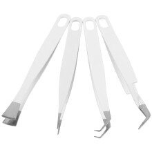 4Pièces Pinces À Cils Bricolage Acier Inoxydable Légères Argentées