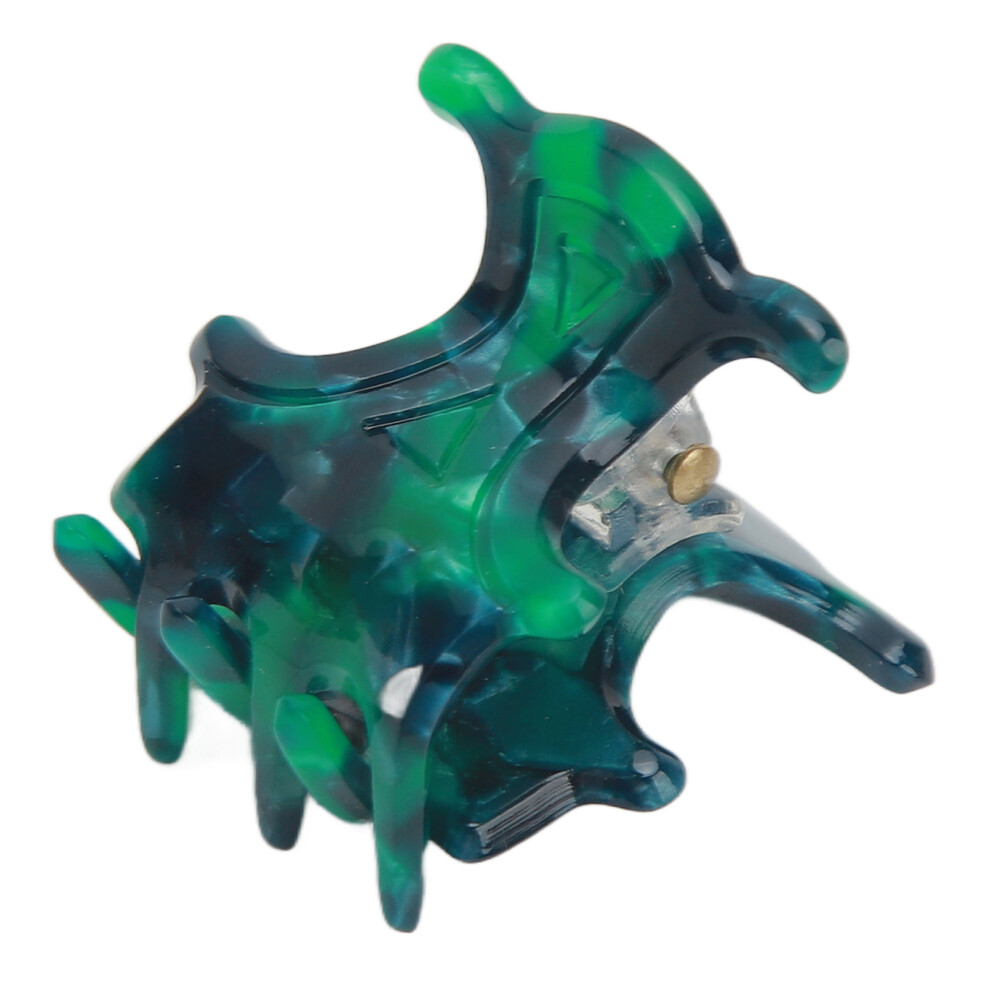 Mini Green Floral Round Edge Hair Claw Clip, Strong Grip, Tiny & Elegant