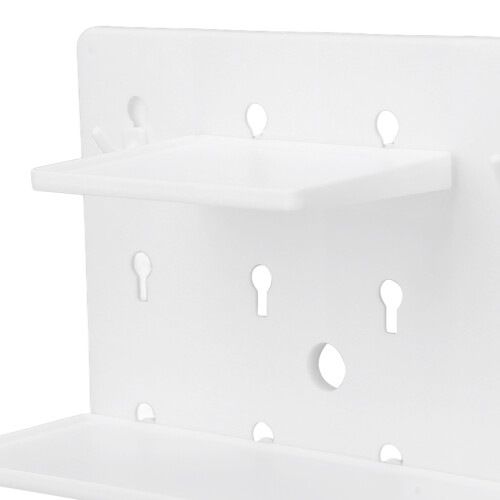 2 piezas de tablero perforado de plástico blanco para pared, ajustable 2