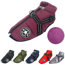 Pet Vest for Small Medium Dogs, Waterproof Dog Coat with Built-in Harness, Easy Wear Dog Jacket for Autumn Winter Season, Navy Blue (M)
