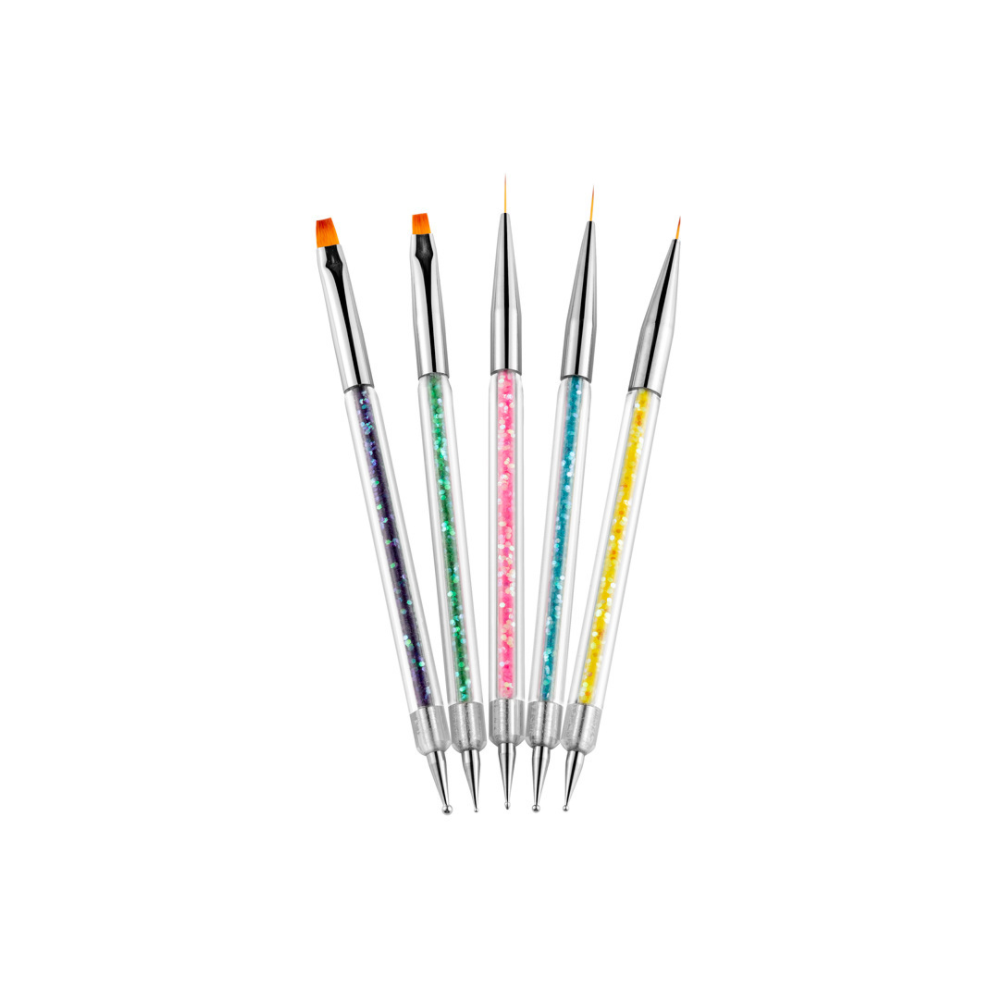 Stylish Nail Art Brushes, UV Gel Nail Compatibility, Compact and Lightweight Design for Travel and Salon (5PCS)