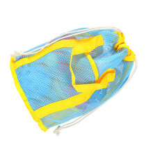 Beach Toy Bag Child Mesh Beach Bag Kid Sand-blue yellow strap