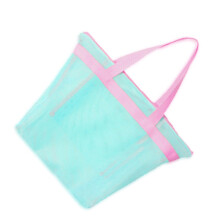 Large Capacity Beach Bag Mesh Beach Bag Beach-green pink strap