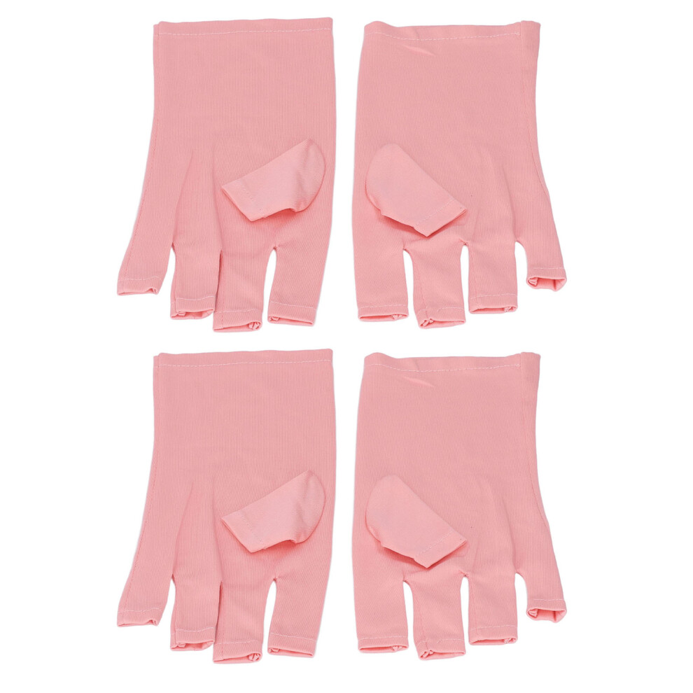 Pink Stretchy Nail Uv Gloves Hand Protection Reusable Fingerless Design