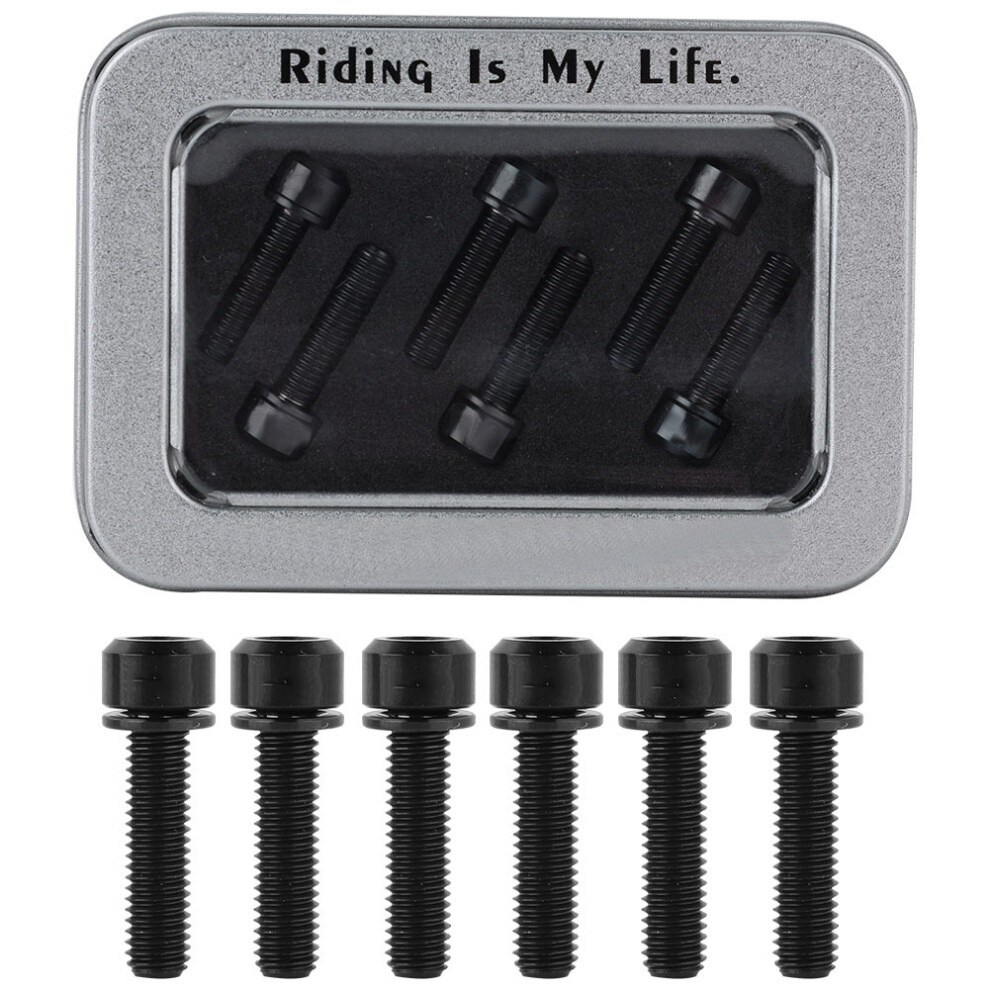High-Strength Bicycle Stem Parts, Titanium Alloy Hex Screw Chamfer Head For Road And Mountain Bikes, Pack Of 6, M5x20mm, Corrosion-Resistant And Light 9463374884118
