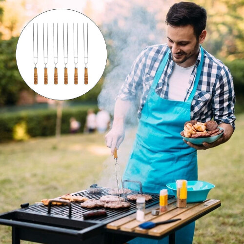 Τέλεια Ψήσιμο στη Σχάρα, Σουβλάκια BBQ από Ανοξείδωτο Ατσάλι με Λαβή από Ευκάλυπτο 2