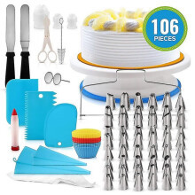 Chef's Palette: Revolving Cake Stand Turntable & Disposable Piping Bags, Cake Decorating Kit for Aspiring Pastry Chefs And Sweet Treat Lovers