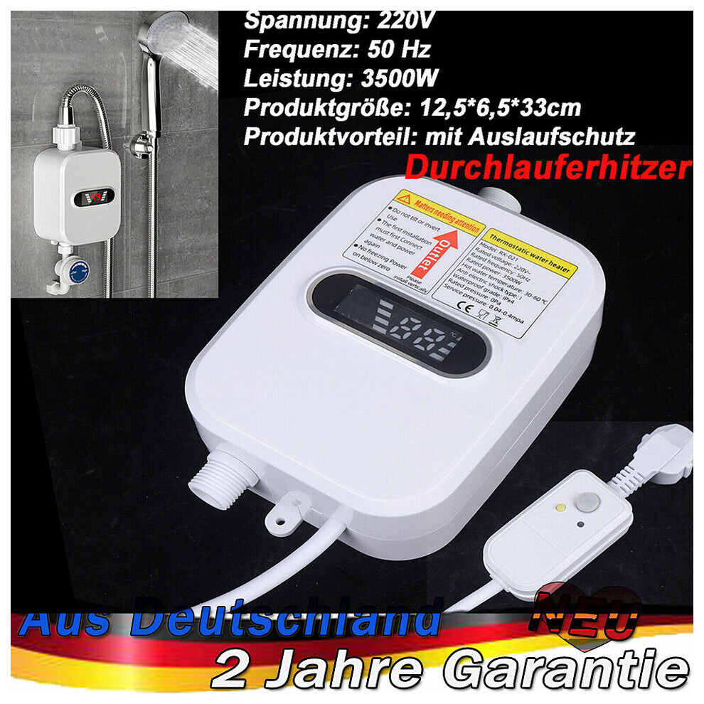 Tankless Water Heater, 3.5Kw Rapid Heating Technology, 220V Electric Instant Hot Water For On-Demand Hot Water, Stainless Steel Body With Lcd Digital 9448196400999