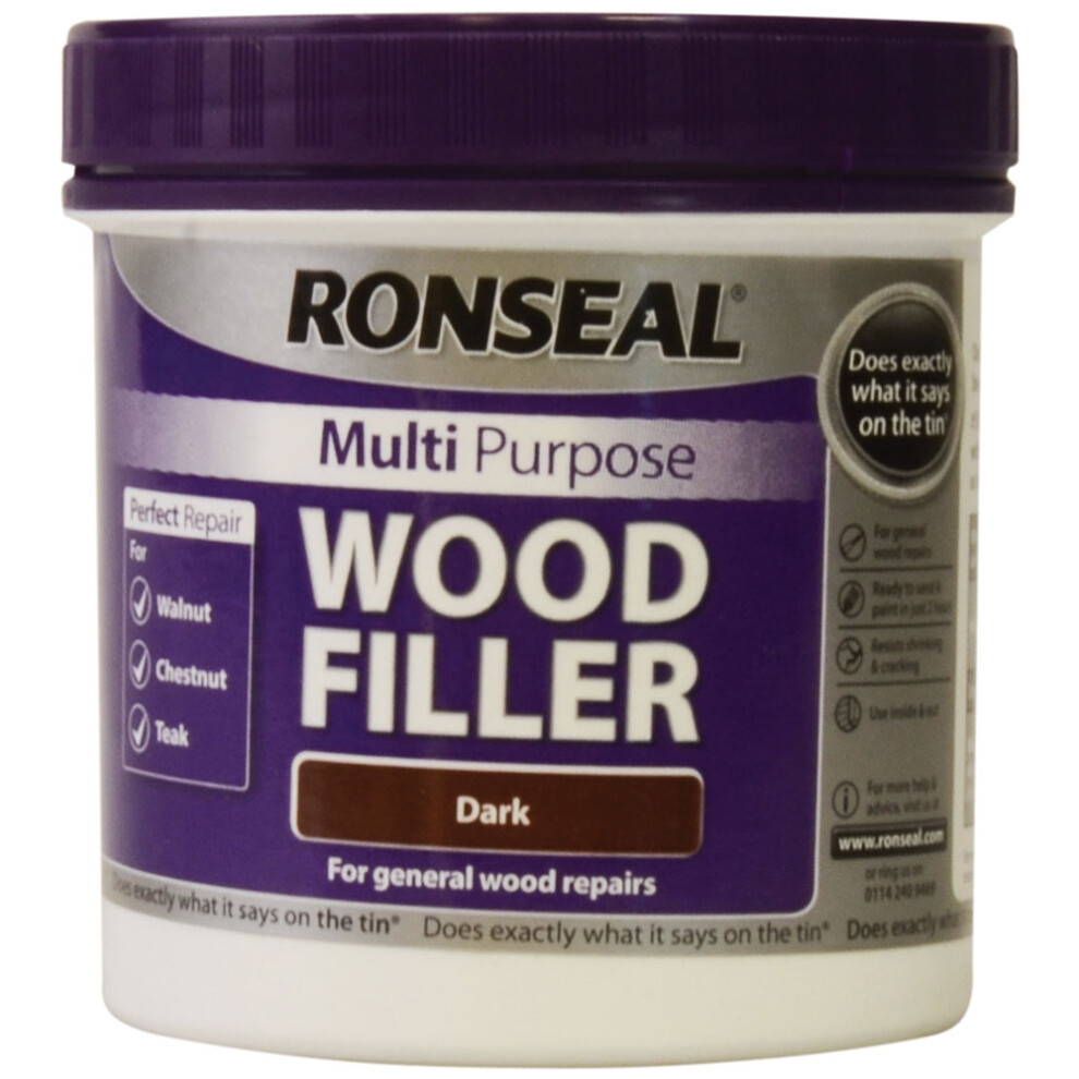 Ronseal 34748 Multi Purpose Wood Filler Tub Dark 465g