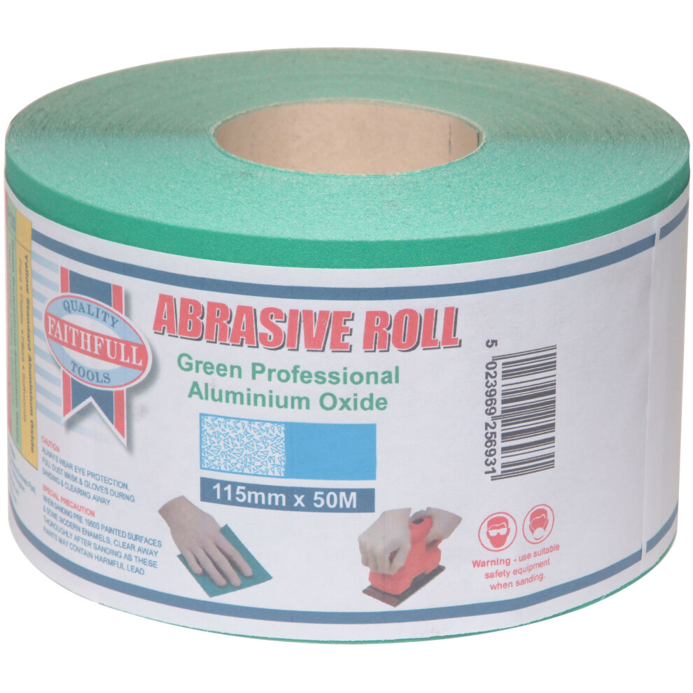 Faithfull FAIAR11560G Aluminium Oxide Sanding Paper Roll Green 115mm x 50m 60g