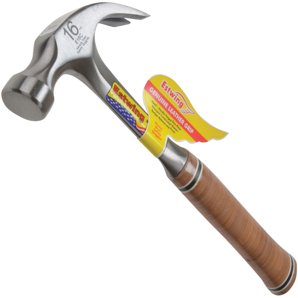 Estwing E16C 16oz Curved Claw Hammer Leather Grip Length 320mm