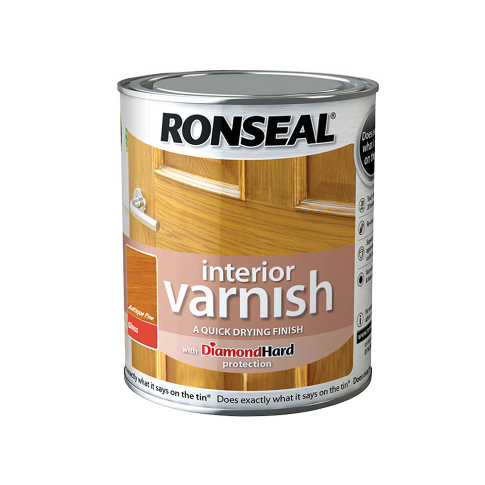 Ronseal 36849 Interior Varnish Quick Dry Gloss Antique Pine 750ml