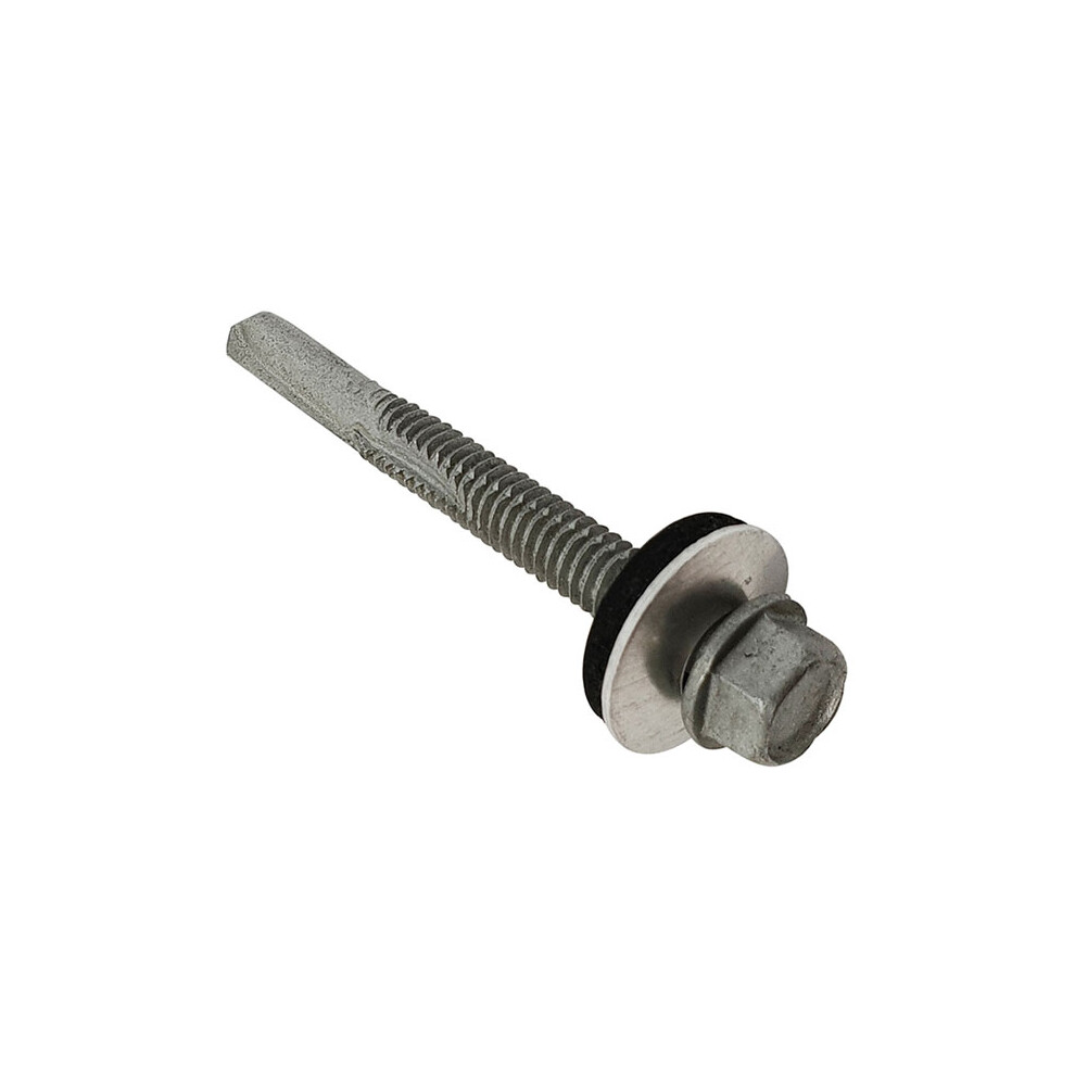 Forgefix Tfhw16sd5580h Techfast Roofing Sheet To Steel Hex Screw & Washer No.5 Tip 5.5 X 80Mm Box 100