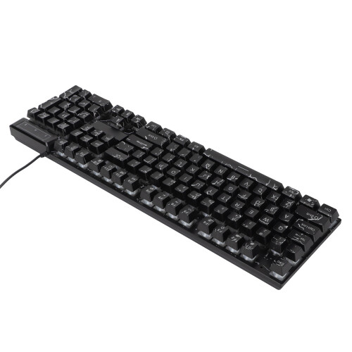 Teclado mecánico con cable de 104 teclas, iluminación multicolor