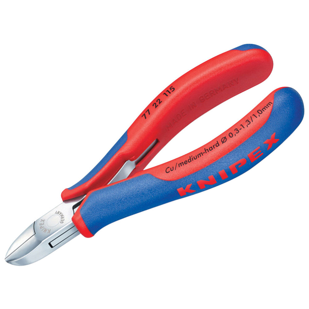 Knipex 77 22 115 Sb Electronic Diagonal Cut Pliers - Round Non Bevelled 115Mm