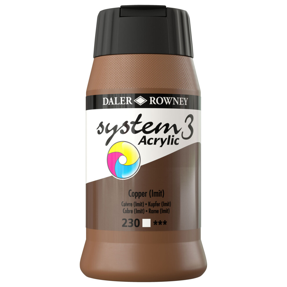 1 Pack - Daler Rowney System 3 Acrylic Paint Copper (500ml)