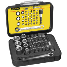 Stanley Tools Bit & Socket Set of 39 + Ratchet End Metric 1/4 Drive