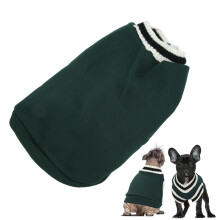 Hundepullover Grün L Campus-Stil Gestrickter V-Ausschnitt Pullover für Herbst und Winter Haustiere