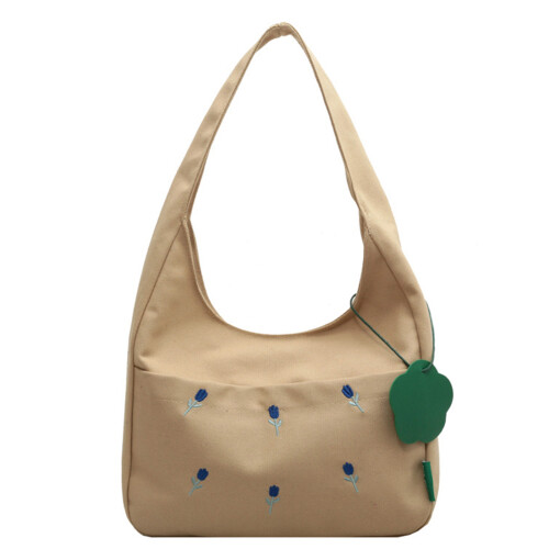 Vintage Canvas Student Tote Bag mit großem-Khaki