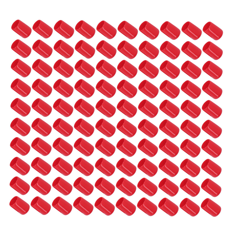 Red 12Mm Pvc End Cap Cover 100Pcs Flexible Flame Retardant Screw Protectors 7641372771407