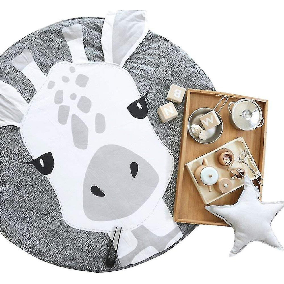 Round Animal Rug With Cartoon Design, Washable Rug Perfect For Unisex Kids Room Decor, Nursery Play Mat Offers Soft Breathable Material And