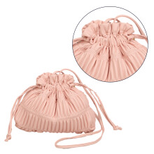 Umhängetasche mit plissiertem Kordelzug, große Kapazität,-Rosa