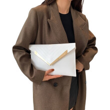Sac de soirée pour femmes, pochette de couleur unie,-Blanc