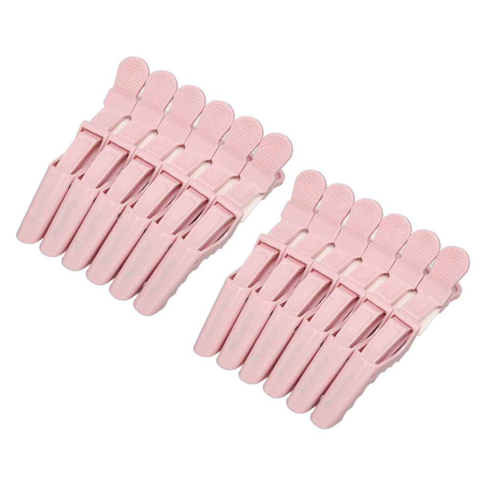 Unisex Pink 12Pcs Abs Hair Clips - 11.5X4cm Spring Sectioning Clips